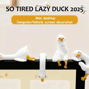 Lazy Duck Mini Desk Accessories Set, Cute Design Cute Desktop Decoration, Ideal for Office & Home Décor, 4-Piece Collection, Enhance Your Workspace Style