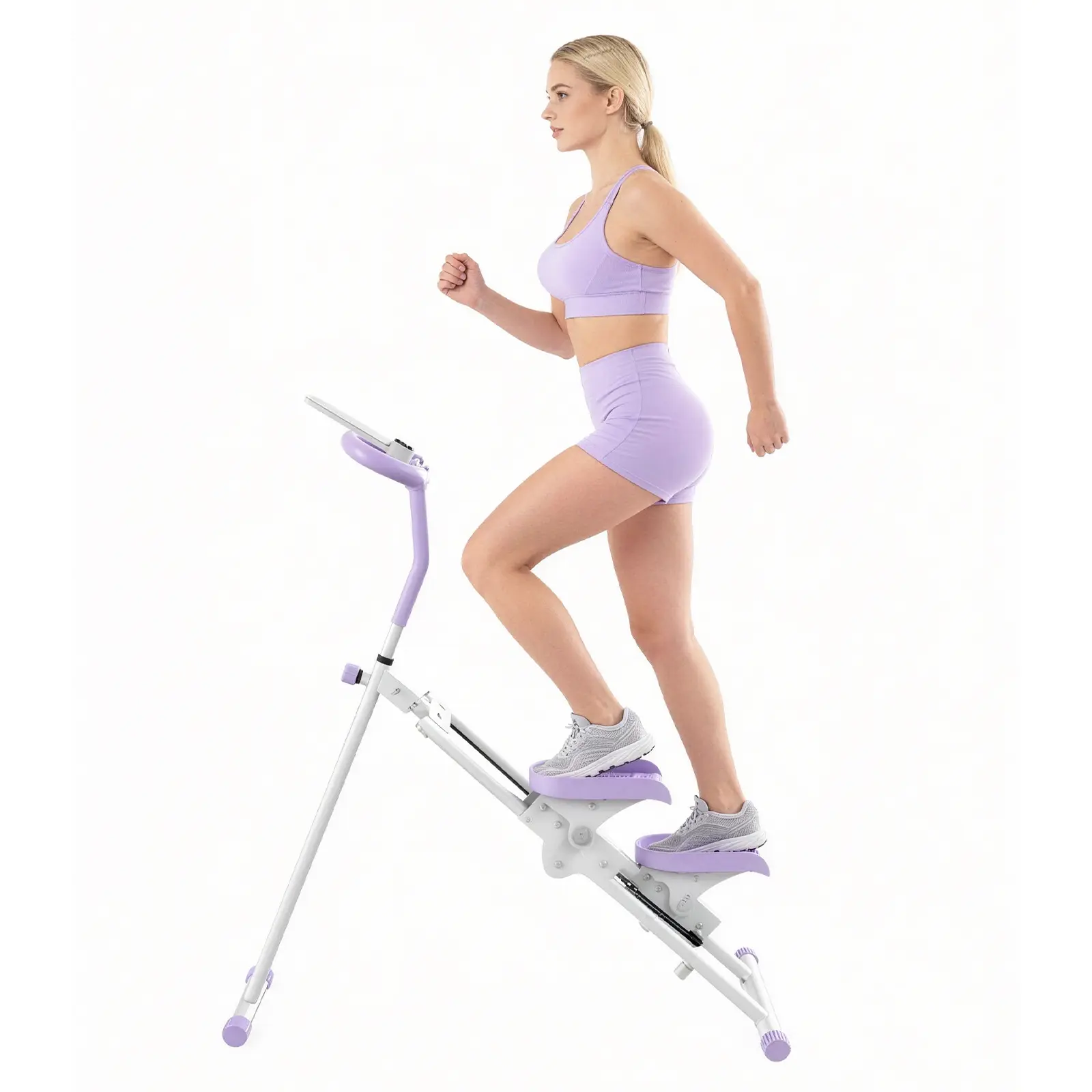 Yagud Stair Stepper with Handles - 6-Level Handles, Extended Step Range Climber Machine, Adjustable Pedals, Balance & Control for Home Gym Exercise, Purple