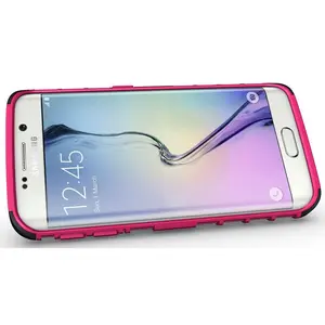 NAKEDCELLPHONE'S PINK GRENADE GRIP RUGGED TPU SKIN HARD CASE COVER STAND FOR SAMSUNG GALAXY S6 EDGE SM-G925 PHONE