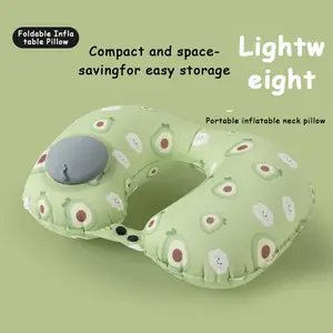 Inflatable Travel Pillow, Neck Pillow for Traveling Airplanes Train Car Office, Portable U-Shaped Blow Up Neck Support Pillow