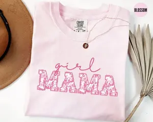 Comfort Colors Girl Mama Shirt, Floral Mom Of Girls Tshirt, Mothers Day New Mama Outfit, Gender Reveal Momma Clothing, Birthday Mommy Gift