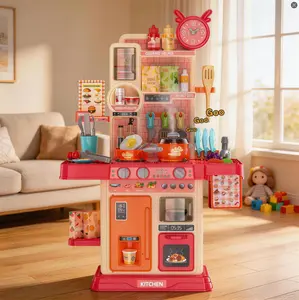 Montessori Kitchen Toy for Kids – 45PCS Pretend Play Cooking Set with Real Steam, Lights & Sounds, Interactive Toddler Learning Toy, Screen-Free Gift Idea