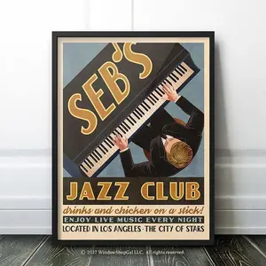 [UNFRAMED POSTER] Seb's Jazz Club Retro Vintage Ad Poster | Inspired by La La Land & Los Angeles