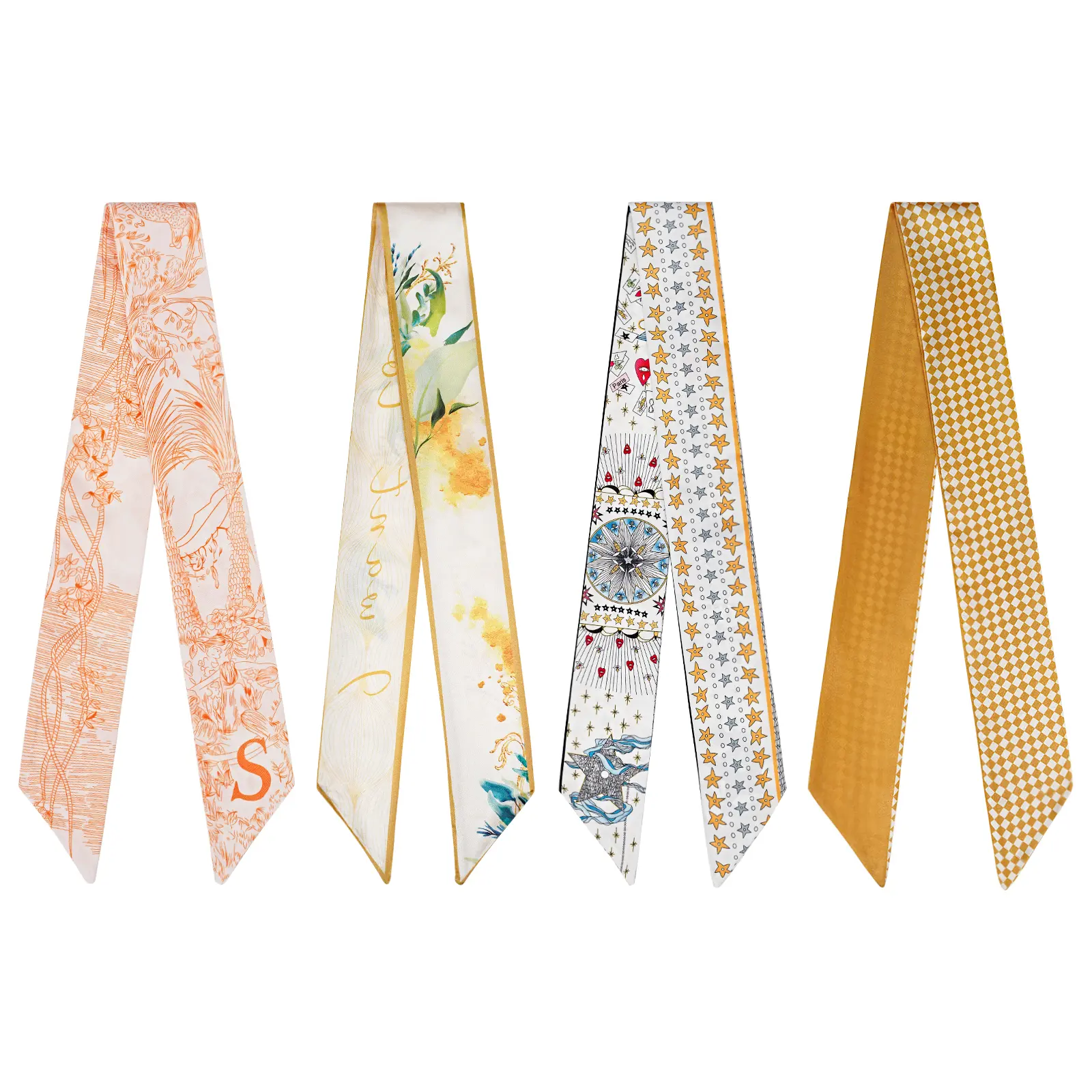 4 pcs ribbon bag scarves for handbag, scarf for bags, ribbon scarf, hair scarf handbag handle scarves scarf for decoration, fashion Bag accessories, purse accessories