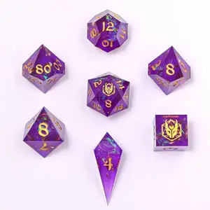 Captured Magic Purple Sharp Edge Resin Polyhedral (D&D) Dice Set (7)