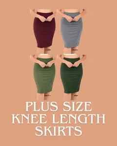 Plus Size High Waist Stretch Pencil Skirt | Modest Bodycon Midi Skirt for Work & Church | Cabernet, Army Green, Dusty Olive, Heather Gray
