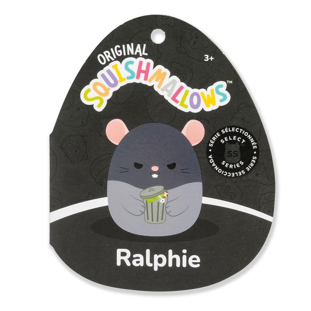 Squishmallows Ralphie the Grey Rat Holding Trash Can 5-Inch Select Series Stuffed Animals Extra Soft Fluffy Halloween Plush