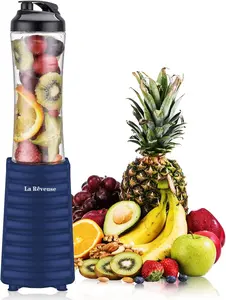 La Reveuse Smoothies Blender Personal Size 300 Watts with 18 Oz Bpa-Free Portable Travel Sports Bottle,Navy La Reveuse