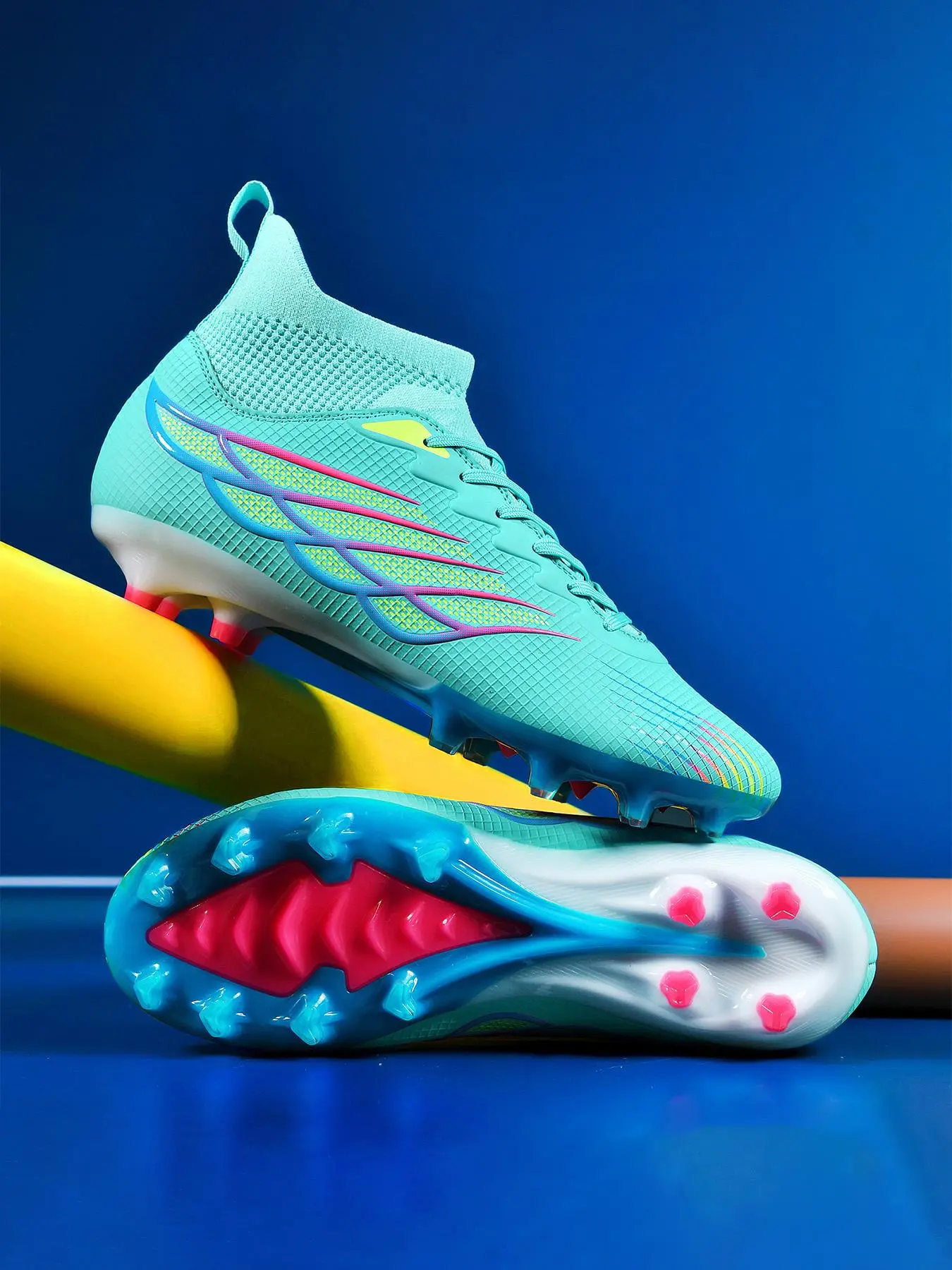 Professional Men's Sports Football Shoes, New AG Spike Boots, Non-slip Adult Breathable High-top Soccer Cleats, Turf Shoes, Outdoor Lawn Light Football Boots, Competitions Training Shoes, TF Soccer Shoes