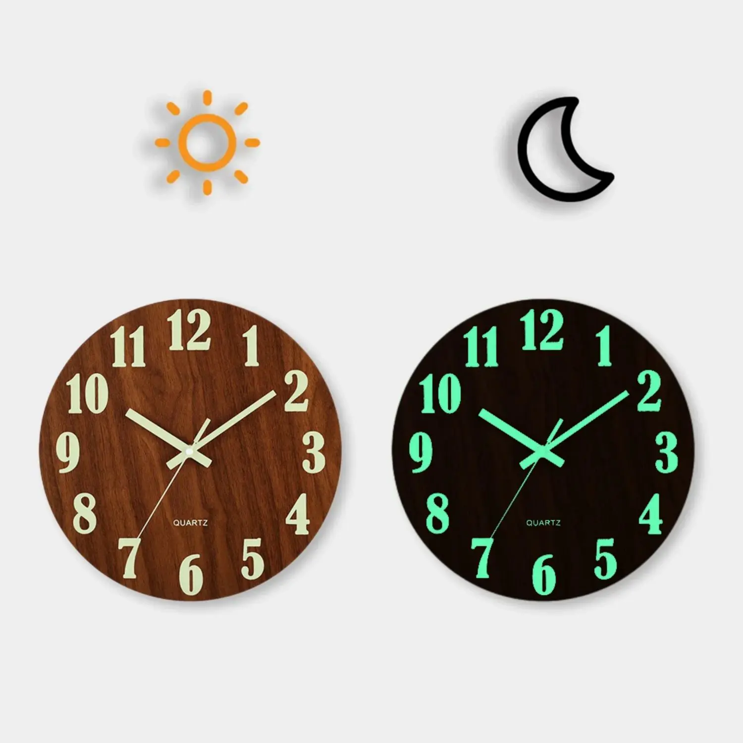 ConstantPlanet 12–16 inch dark brown luminous wall clock, vintage Tuscan country style, large size, silent no ticking sound, battery powered, suitable for bedroom, living room, kitchen, office decor, and men’s home accessories.