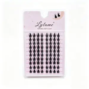 DIY Cluster Eyelash Extensions, Makeup Products, Wispy C-Curl 0.05mm Thin Individual Lashes, 10-15mm Mixed Length, Reusable for Cat Eye & Doll Eye Looks, Natural and Fluffy False Eyelashes & Adhesives for Beginners