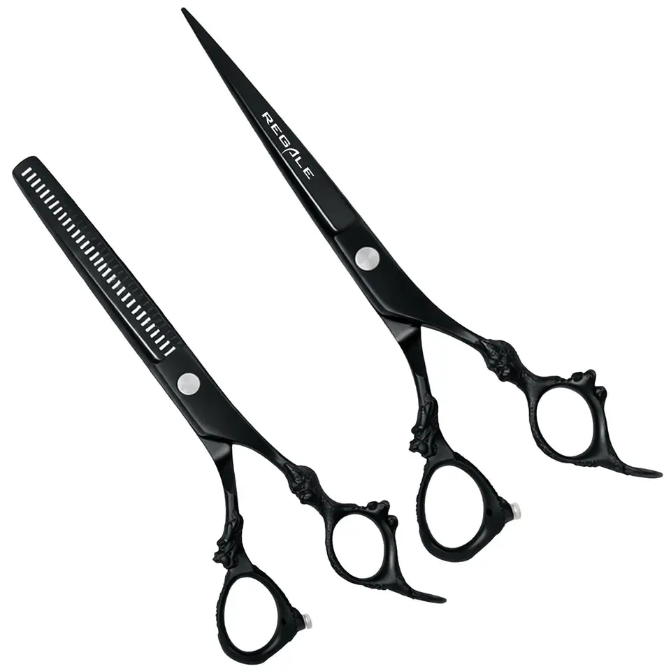 Regale Professional 8-inch Barber Shears Set - Japanese Steel Cutting & Texturizing with Dragon Handle
