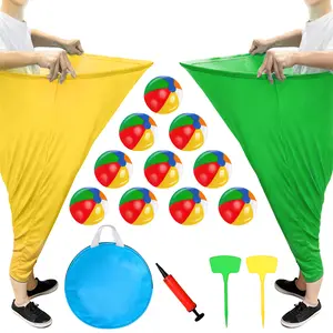 16PCS Granny Pants Yard Game Set,oversize Granny Pants,Children's indoor/lawn throwing games,Parent-child Game Set, 2 Giant Pants, with 10 Balls,2 Stakes,1 storage bag and Pump, Large Outdoor Day Family Fun Party Toss Game excellent gift for children