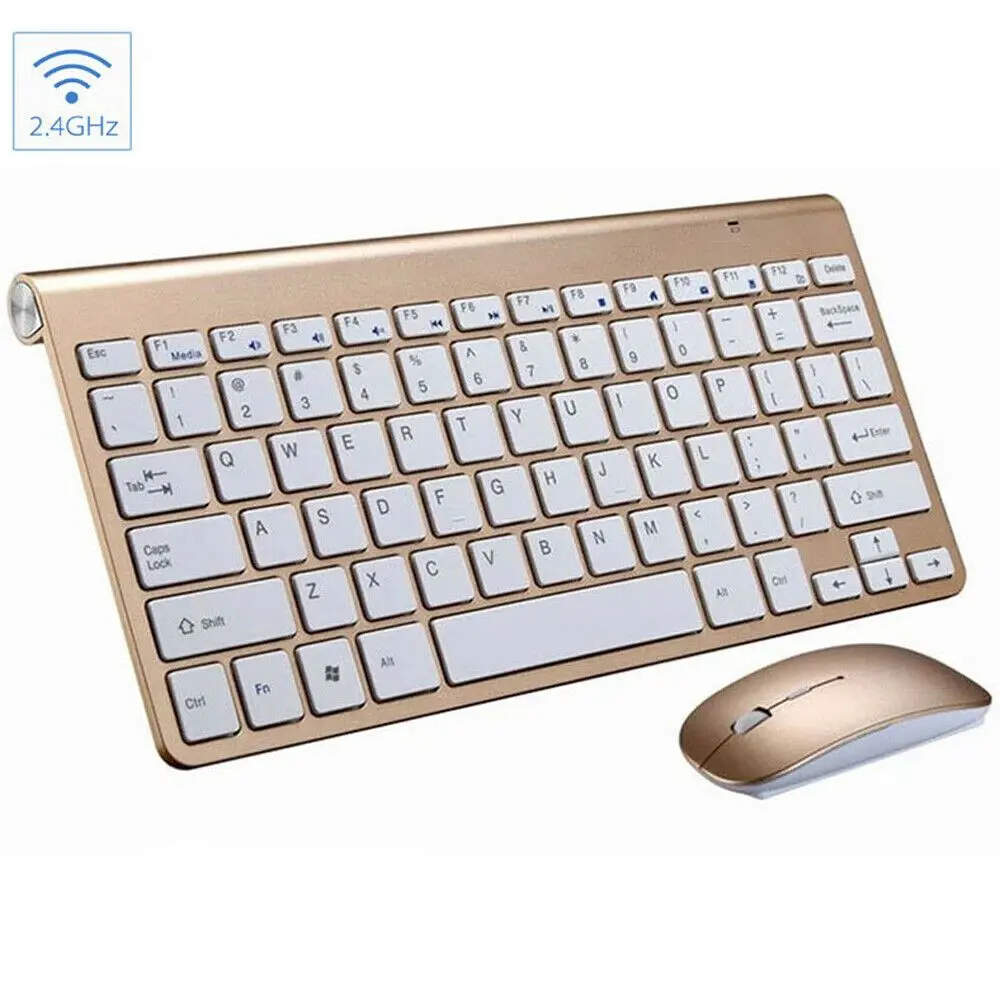 Compact Waterproof Wireless Keyboard Mouse Duo for Mac & PC - Reliable 2.4G Connection