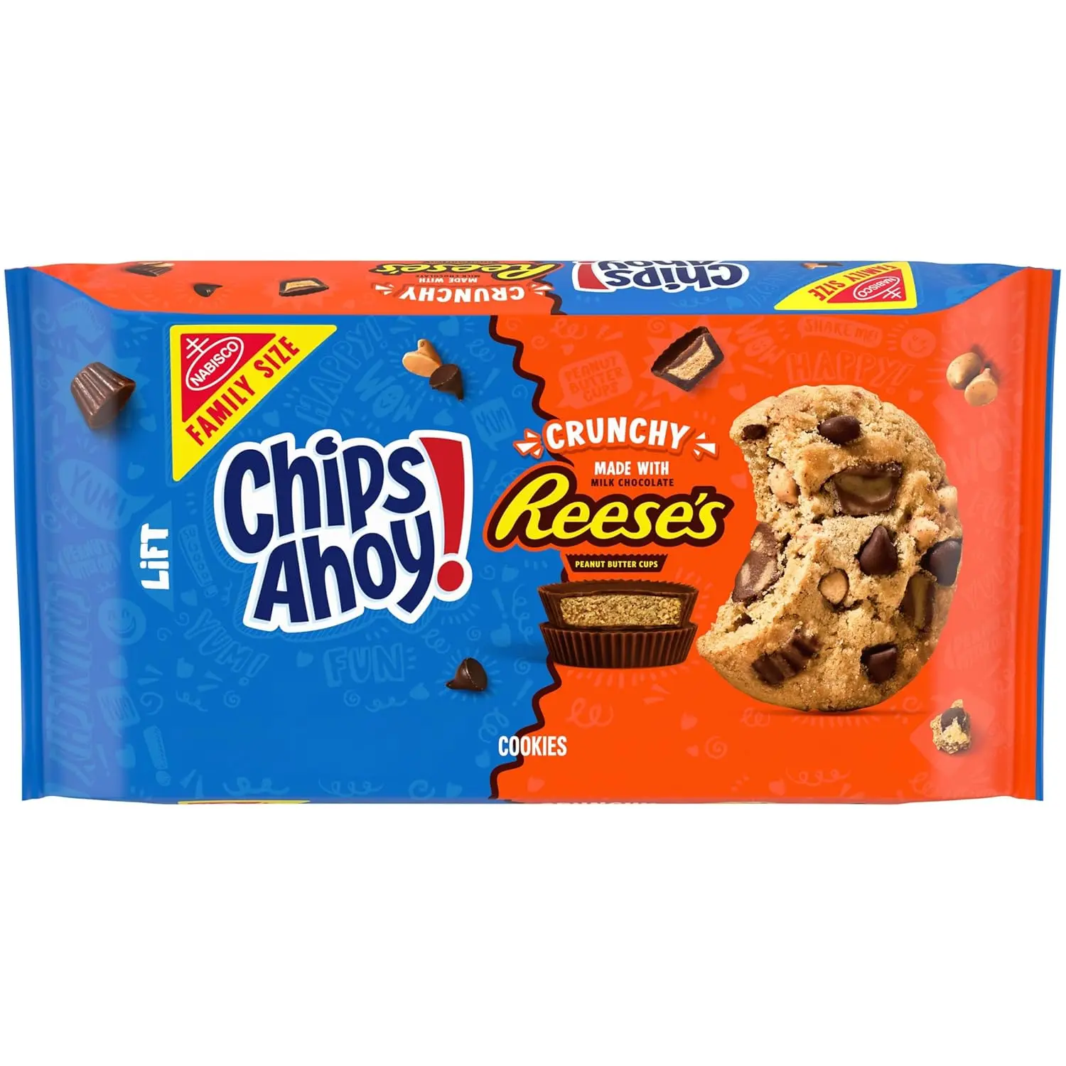 Reese’s Peanut Butter Cup Chocolate Chip Cookies, Family Size, 14.25 oz | Fudgy Chocolate Chip Cookies, Certified Kosher