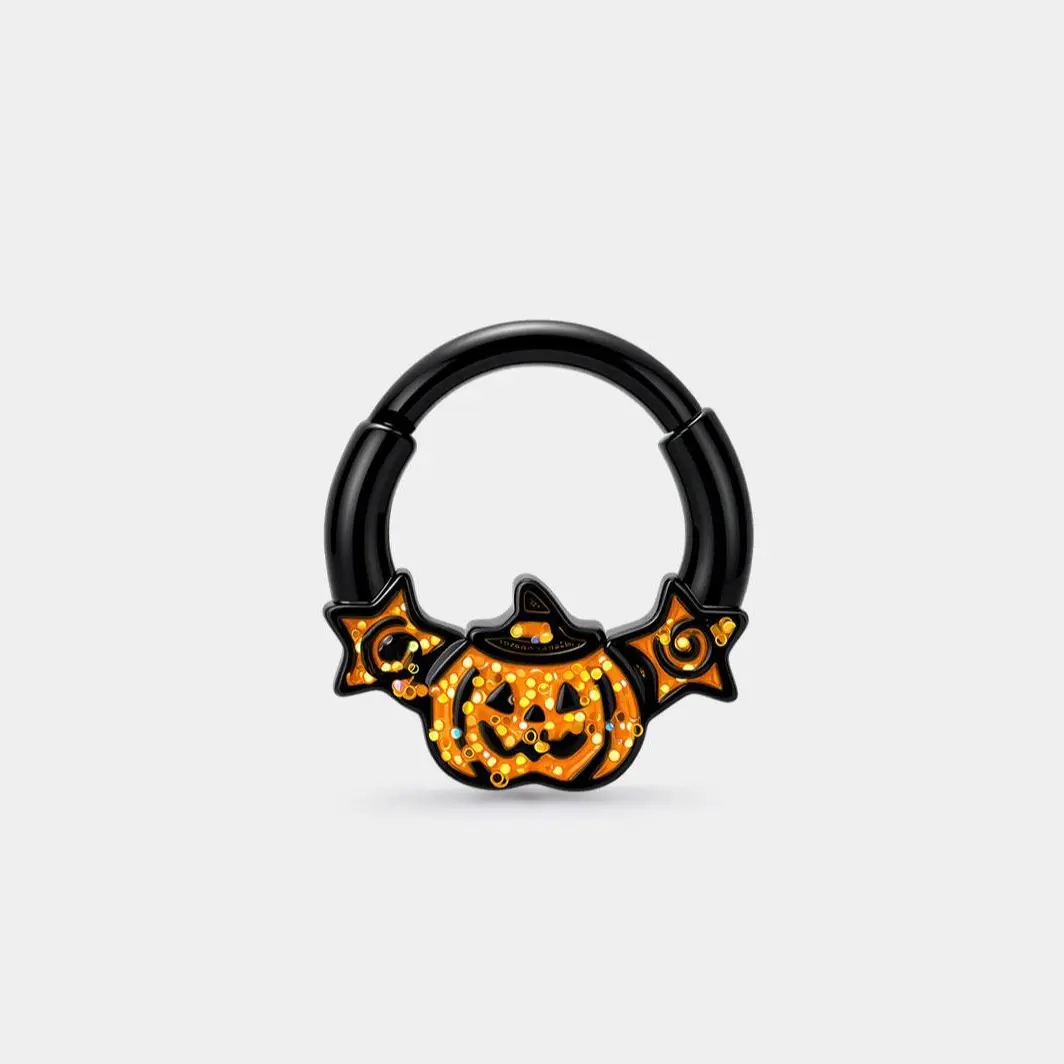 OUFER HALLOWEEN 16G Glitter Star Pumpkin Septum Ring