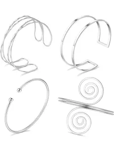 4PCS Arm Cuff Jewelry for Women Upper Arm Cuff Bangle Band Armlet Adjustable Arm Cuff Bracelet Set