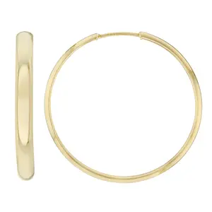 JTV 18k Yellow Gold Over Sterling Silver 1.25" High Polished Hoop Earrings