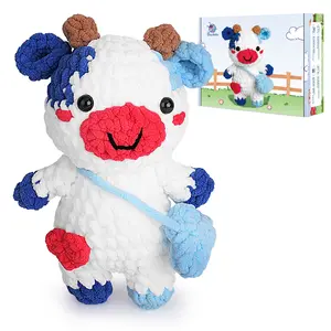 CROCHETTA Crochet Kit for Beginners with Step-by-Step Video Tutorials Knitting Starter Pack for Adults & Kids Includes Jumbo Cow Plushie Chunky Yarn & Extra 40% Yarn in Every Color