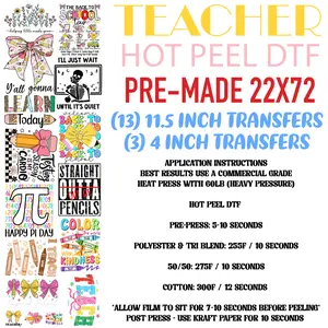 Teacher Vibes Pre-Made 22"x72" DTF Hot Peel Gang Sheet