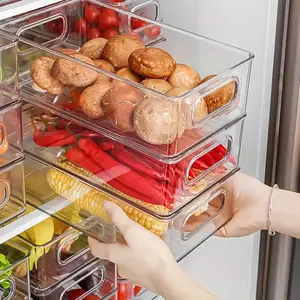 Transparent Refrigerator Organizers Durable Easy-to-Clean Multifunctional Food Storage Box for Fruits Vegetables Meats, etc