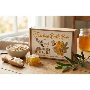 Firebee Bath Bar - Shea Honey Oatmeal Bar Soap for Sensitive Skin Unscented Moisturizing Natural Handmade 4 oz