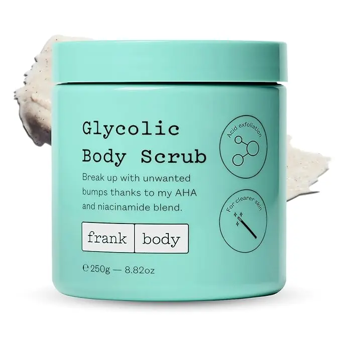 Glycolic Acid Body Scrub 8.82 oz | Fights KP & Breakouts, Spots & Tighten Pores | Reduces Acne with Niacinamide & Soothes with Witch Hazel | Glycolic Acid & Pumice