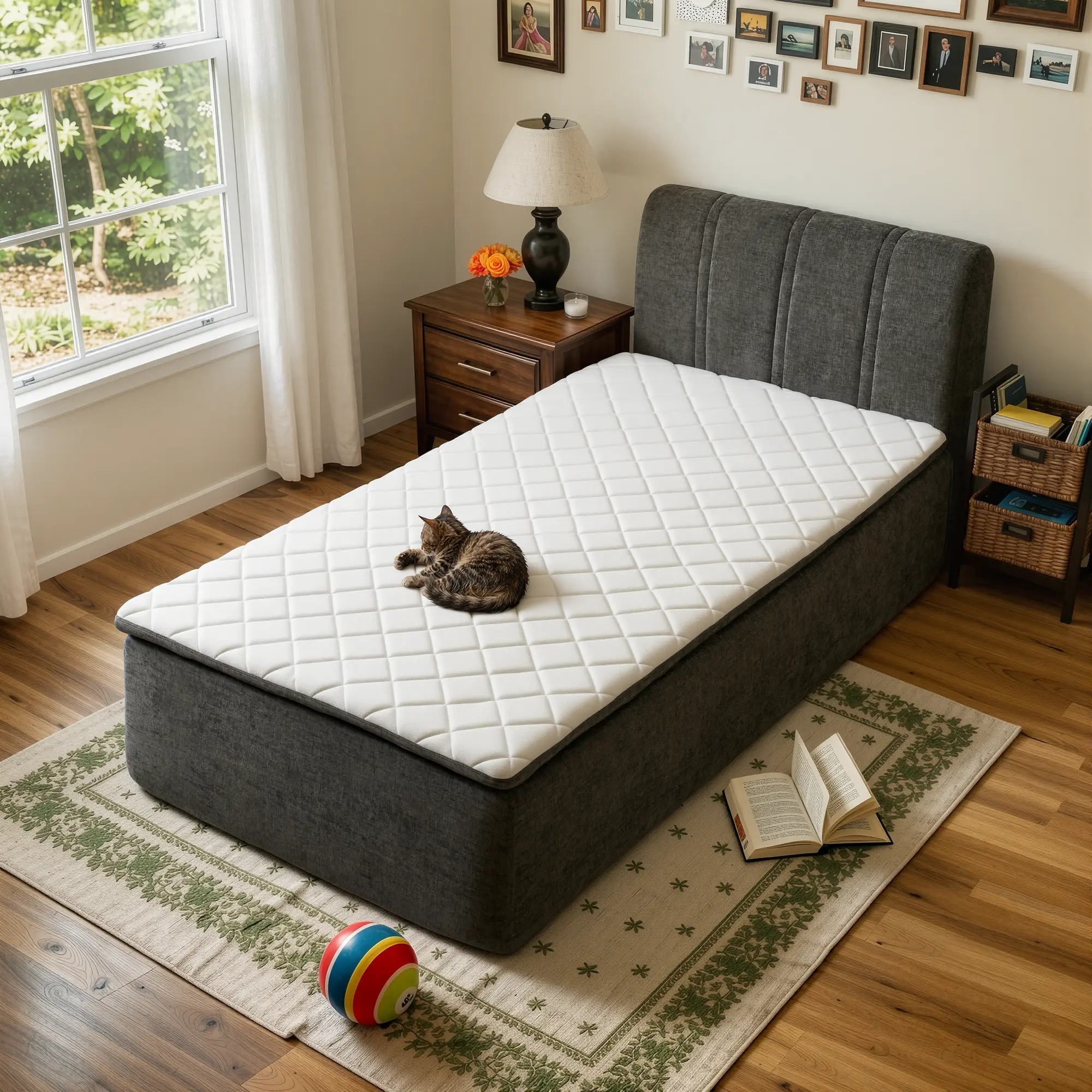 Cloud Plush All-in-One Bed with Removable Zip-On Headboard, Hybrid Memory Foam Mattress in a Box, Medium Firm Support, Kids Bed, Ideal for Kids Rooms, Children's Room, No Bed Frame Needed, NO Assembly Required