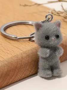 Cute Cat Design Keychain, Fuzzy Keychain, Trendy Cute Keychain for Car Keys for Women & Men, Fashion Accessories for Bag Backpack Wallet Pendants Decor