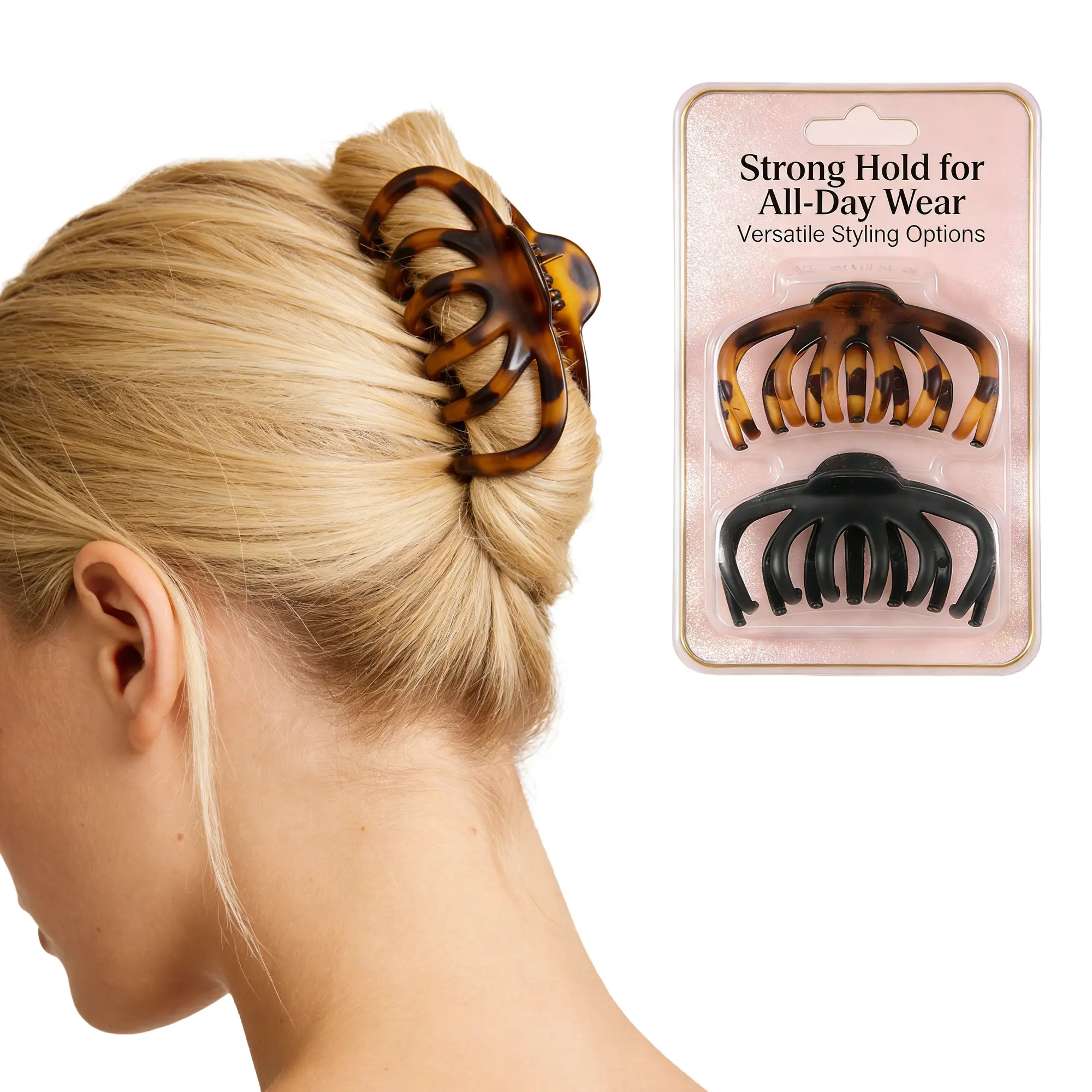 Women's 2-Count Octopus Claw Style Hair Clips, Strong-Hold Easy-Use Accessories for Thick Hair, Suitable for Shower & Office Styling, Claw Clip Style