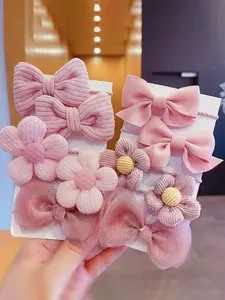 10pcs-Cute-Girly-Mesh-Bowknot-Flower-Hair-Ties-For-Girls-Princess-Pink-Tie-With-Elastic-Band-Suitable-For-Daily-Use-Hair Accessories Sets Hair Decor Elastic Hair Accessory