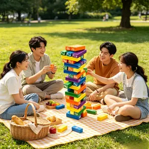 Trending Colorful UNO Stacko Stacking Tower - Fun Tumbling Block Game for Kids, Interactive Party & Family Gathering Toy