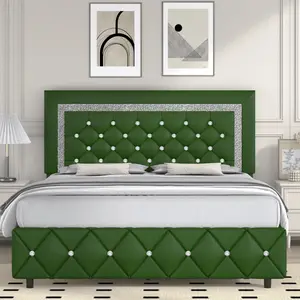 Twin/ Full/ Queen/ King Size  Frame, Upholstered  Frame With Diamond Headboard And Footboard, White/ Beige/ Black/ Grey/ Pink/ Purple/ Green Bed Contemporary Faux Leather Couch Set