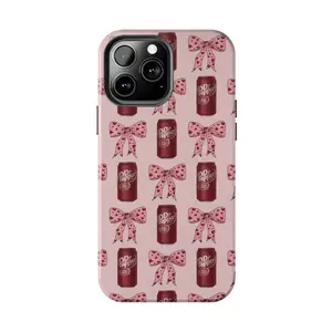 Dr Pepper & Pink Bows Coquette Aesthetic Case for iPhone 17-7 Pro Max Plus & Samsung Galaxy S25-S21 Ultra Plus - Cute Girly Soda Pattern Phone Cover
