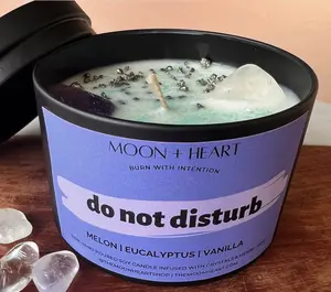 Do not Disturb Candle Intention candle | Manifestation | Cool decor | Crystal Infused Candle Eucalyptus Fragrance Gift Hand Light Tin Vanilla Ornaments Freshener Decoration