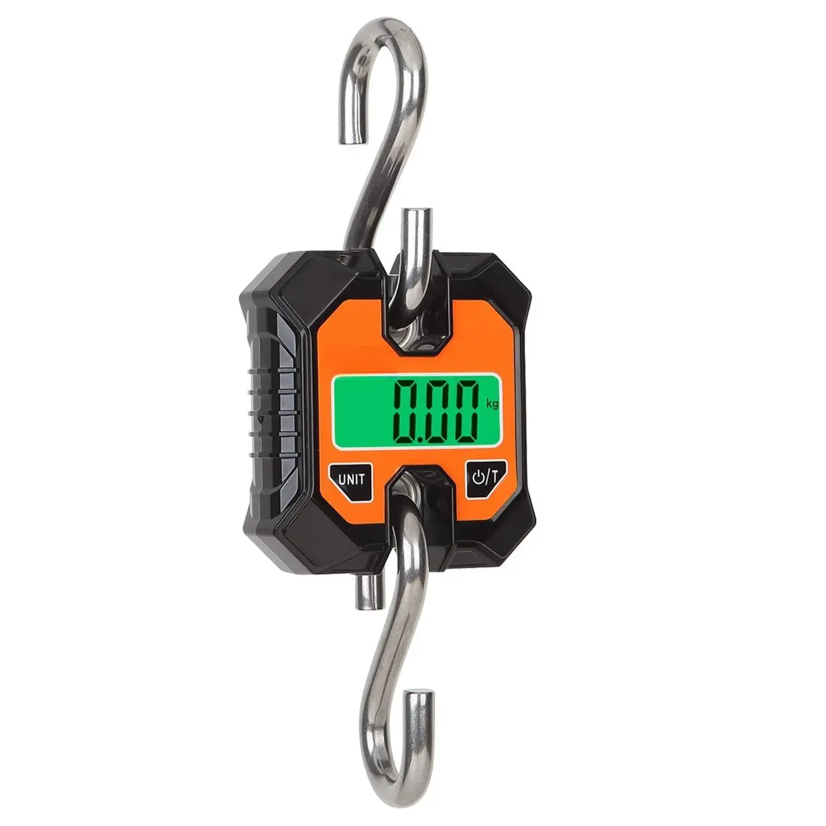 Industrial Digital Hanging Crane Scale, Portable Heavy-Duty 100 kg/200 lb Scale with LCD Screen, Powered by 2 AAA Batteries (Not Included) for Luggage, Parcels, Farm Use, Breeding