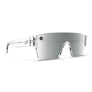 Blenders Eyewear Kingpin Crystal Sunglasses Unisex Gloss Crystal Clear Polarized PureBlend™ Silver Mirror UV 100% Protection Medium-Large