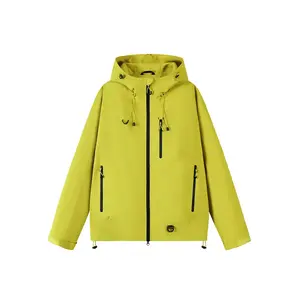 New Outdoor Hooded Couples' Mountain Climbing Jacket, Waterproof Windproof Outerwear, Spring & Autumn Windproof Waterproof Breathable Stylish Plain Jacket
