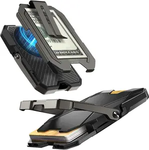for MagSafe Wallet Stand,  Wallet [ Clip] [6 Cards Holder] [RFID Blocking] [Metal Lock Cover] Phone Credit Card Holder for  16/15/14/13/12 Series, Black