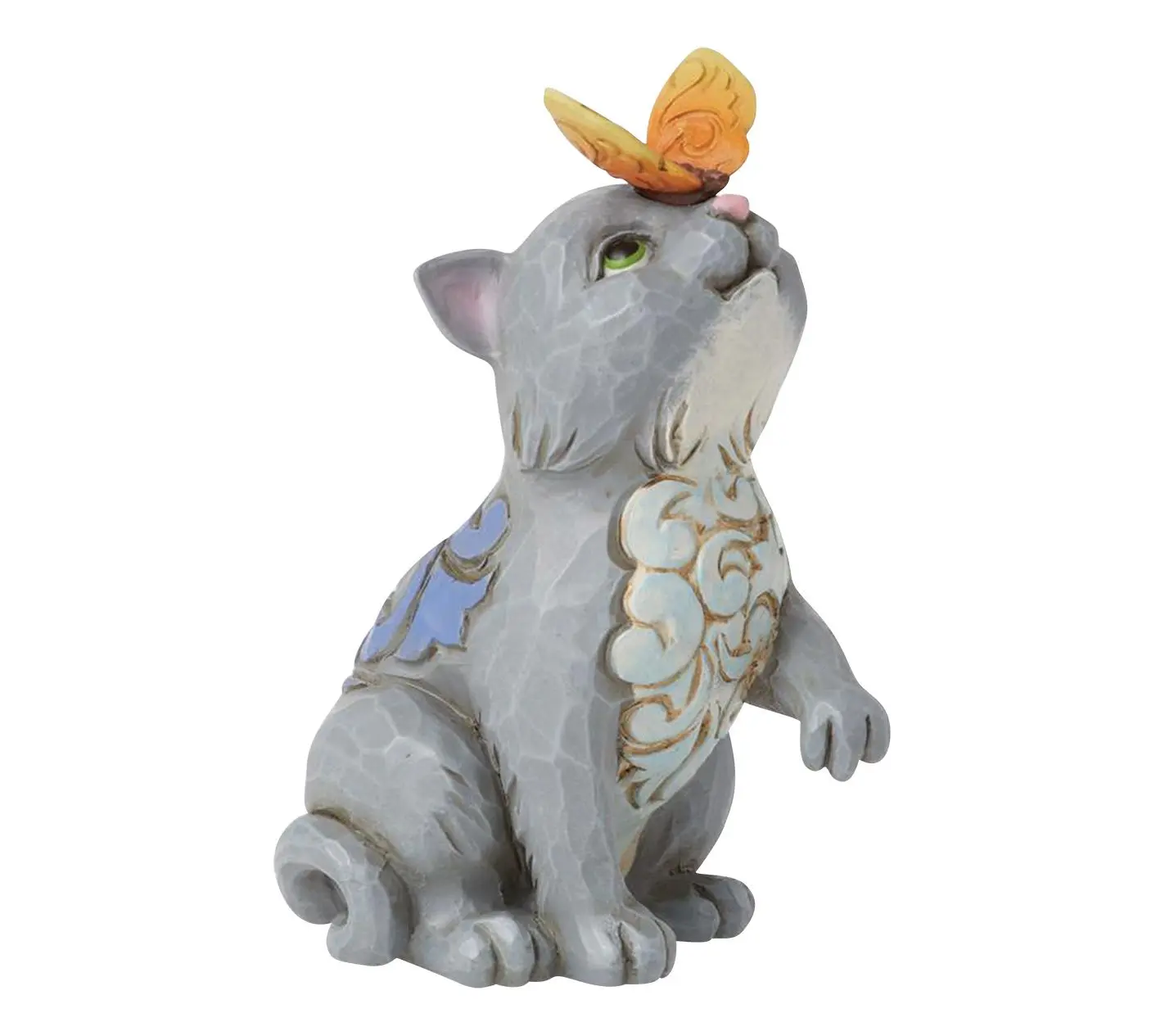 Jim Shore Cat and Butterfly Mini Figurine 3.3inH Jim Shore Cat and Butterfly Mini Figurine 3.3inH