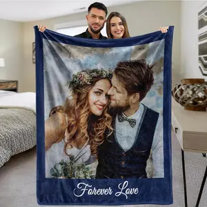 Custom Personalized Picture Blanket -Customized Blanket for Couples Gifts - Birthday Gift for Wife Husband father mother Girlfriend Boyfriend