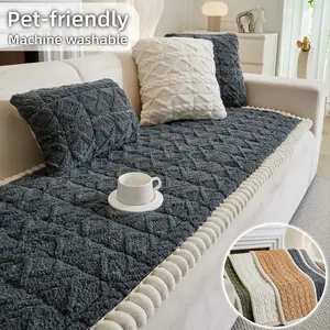 Solid Color Quilted Sofa Cover, Non-slip Sofa Slipcover, Couch Slipcover, Machine Washable Sofa Protector, Sofa Protector for Home Living Room, Sofa Couch Covers