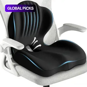 Ergonomic L-Shape Seat Cushion, Memory Foam Lumbar Support Pillow, Anti-Slip Silicone Base, Washable Cover, for Car, Home, Gaming Chair, Office #GLOBAL PICKS