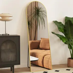 Mirror Full Length, Body Wall Mirrors with Shatter-, Standing, or Leaning, Tall Mirror with Stand Aluminum Alloy Frame for Bedroom