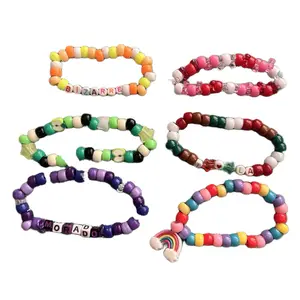 Kandi Mystery Bag - Bag of 6 Handmade Multicolored Pony Bead Bracelets for Raves, Trading and Gifts