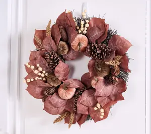Home Reflections 24" Autumn Pumpkin & Leaf Wreath