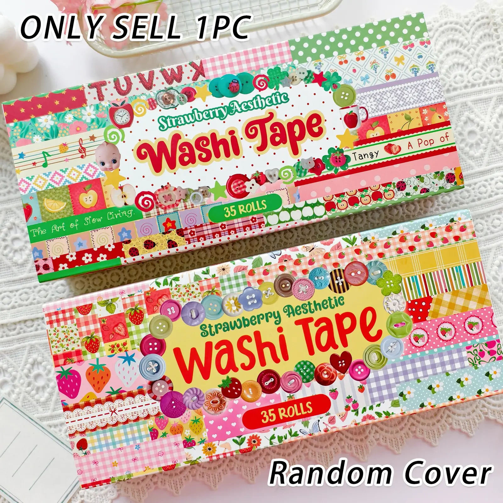 35 Rolls Aesthetic Washi Tape, Strawberry Series Decorative Tape, Ideal for Scrapbooks, Planners, DIY Crafts, Gift Wrapping, Scrapbooking