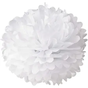 10pcs White Tissue Hanging Paper Pom-poms, Hmxpls Flower Ball Wedding Party Outdoor Decoration Premium Tissue Paper Pom Pom Flowers Craft Kit