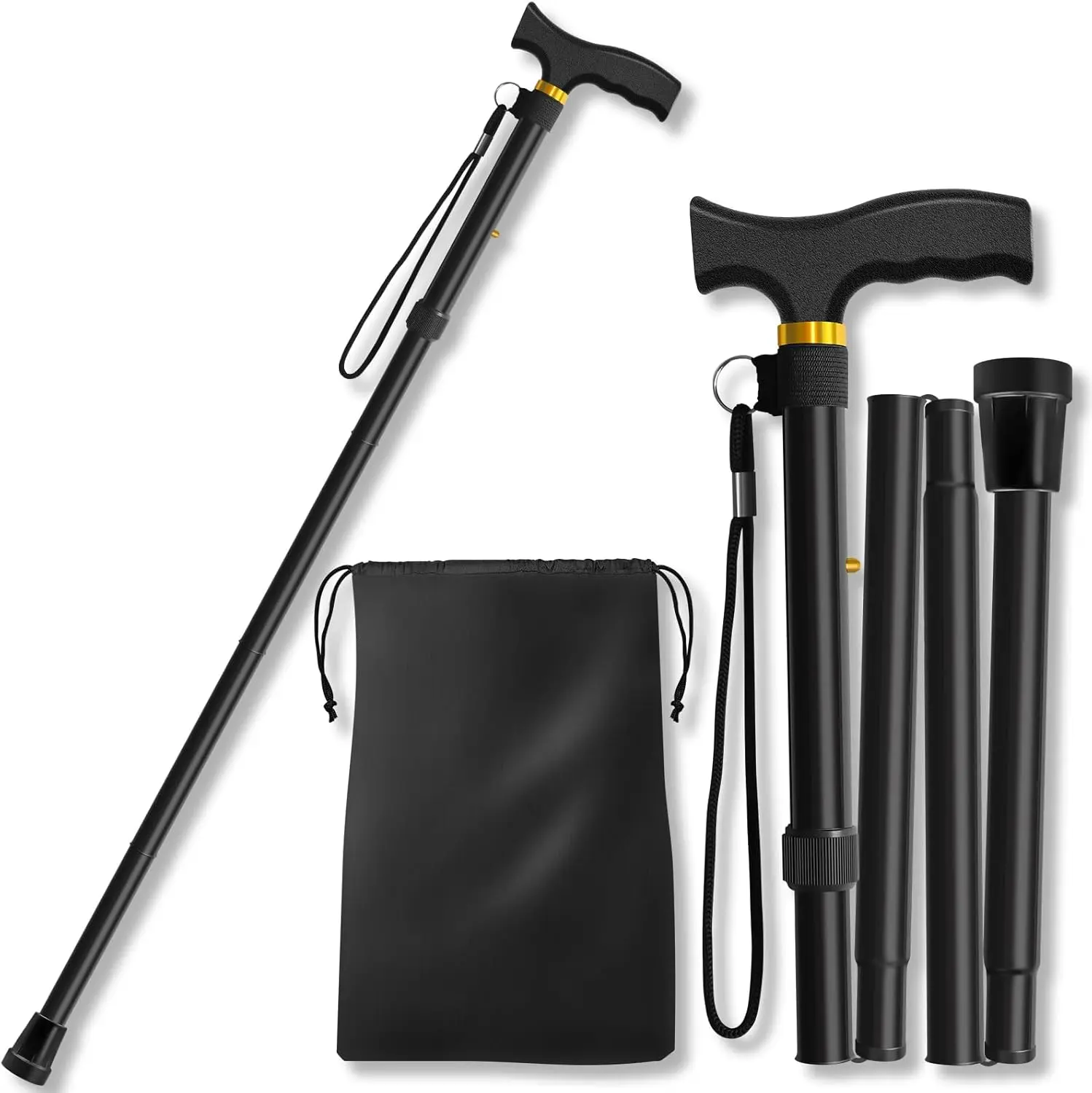 [Single Stick Unisex Trekking Pole Mobility Aid] Lightweight Adjustable Height Walking Stick - Instant-Extension Collapsible Length Telescopic, Compact Space-Saving for Easy Storage, Non-Slip Comfortable Grip Handle, Support Walking for Hiking Travel