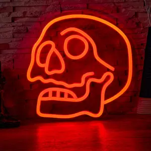 Skull Shaped Design USB Powered Neon Sign Light, Creative Skull Design Neon Sign Table Light, Decorative Light for Home Party & Festival, Led Signs